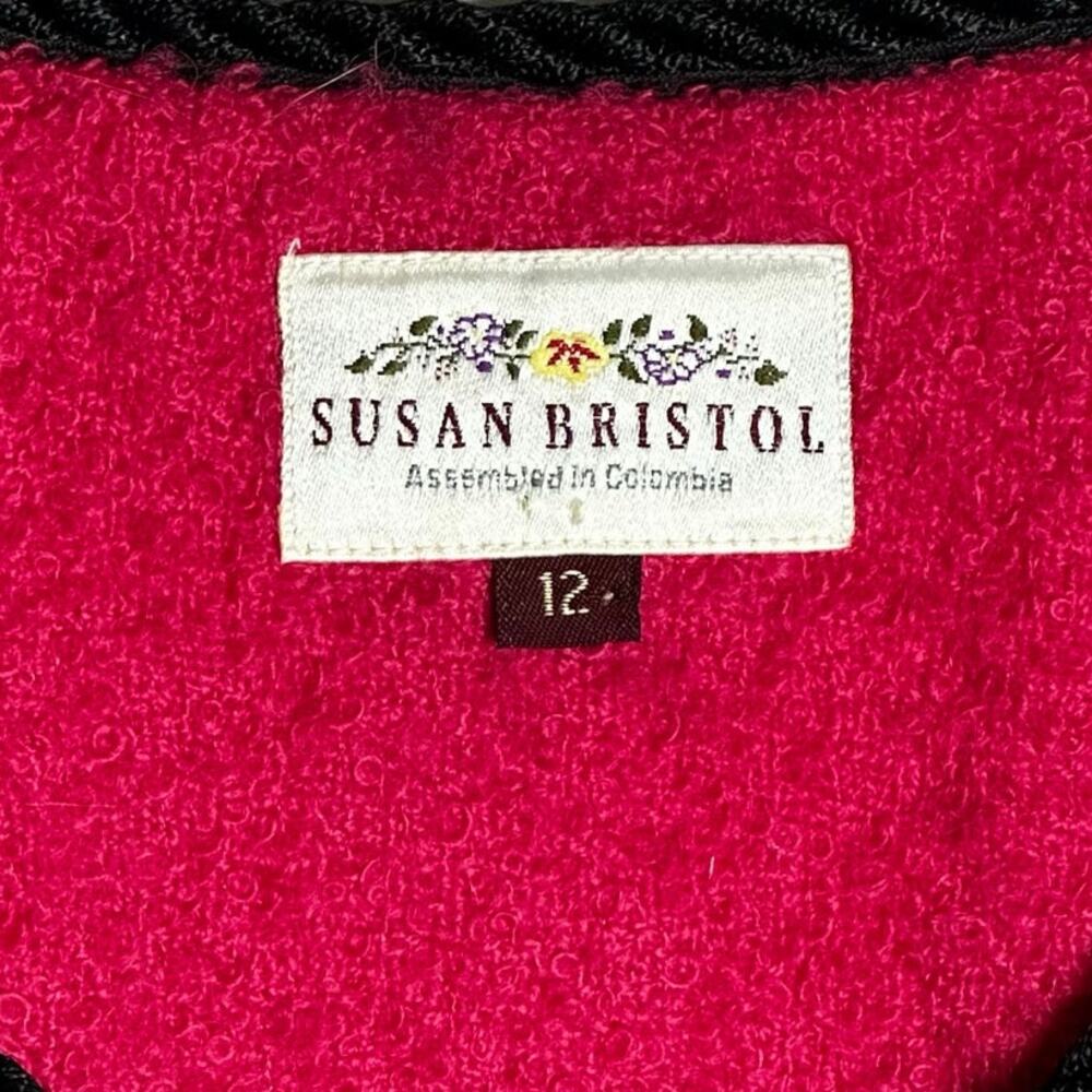 Susan Bristol Pink Black Worsted Wool Blend Suit Jacket Blazer Size 12 Vintage - Picture 4 of 8